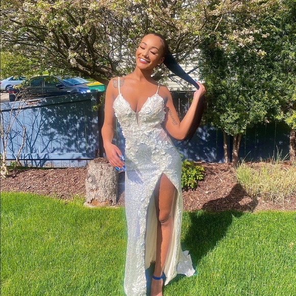 Peaches Jovani 12 Floral Cream Prom 